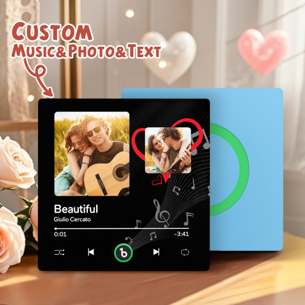 Custom Music Fridge Magnets Valentine's Day Gifts Custom Music Fridge Magnet Colorful Frame Album Fridge Magnet Can Play Songs Gift for Couple