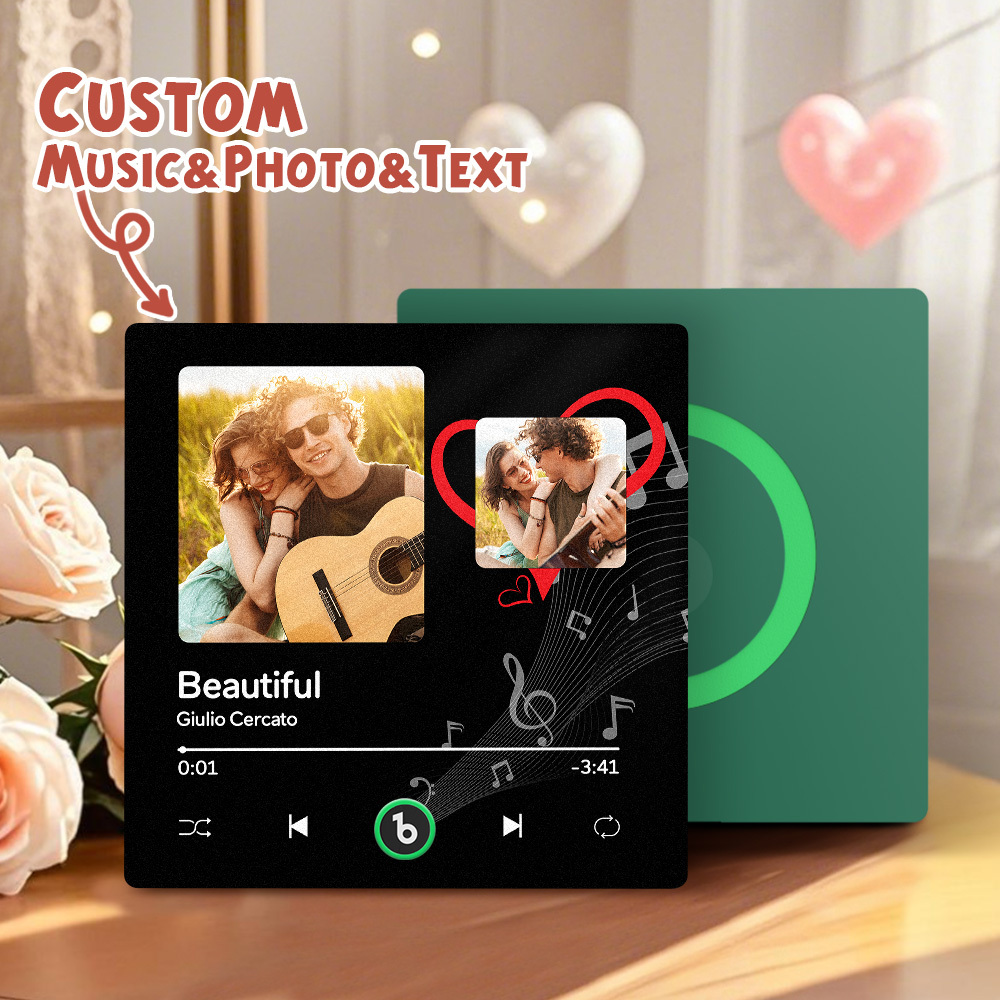 Custom Music Fridge Magnets Valentine's Day Gifts Custom Music Fridge Magnet Colorful Frame Album Fridge Magnet Can Play Songs Gift for Couple