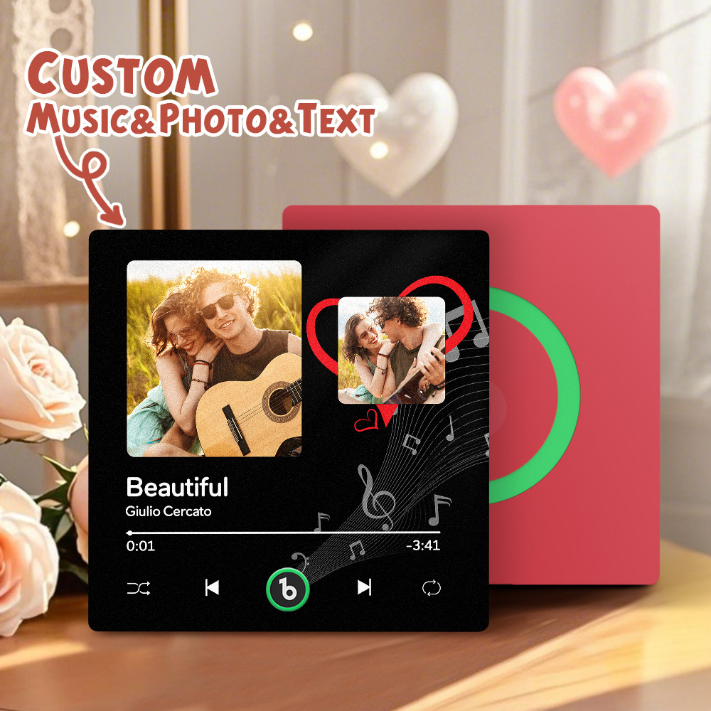 Custom Music Fridge Magnets Valentine's Day Gifts Custom Music Fridge Magnet Colorful Frame Album Fridge Magnet Can Play Songs Gift for Couple