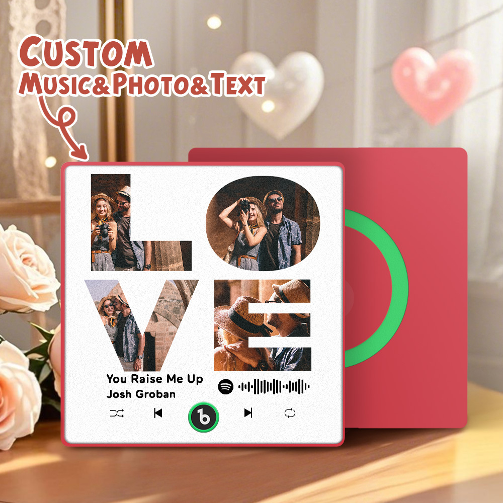 Custom Music Fridge Magnets Valentine's Day Gifts Custom Music Fridge Magnet Colorful Frame Album Fridge Magnet Can Play Songs Gift for Couple