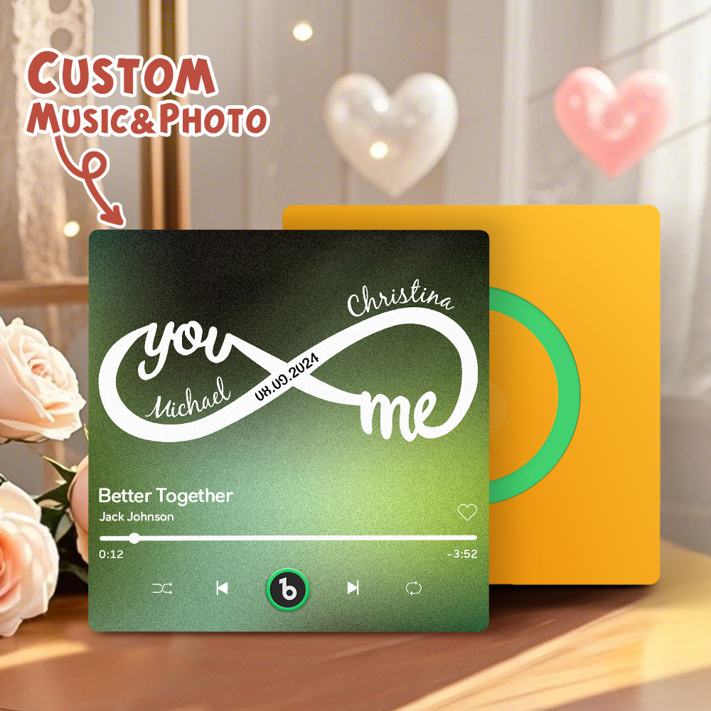 Custom Music & Text Fridge Magnets Personalized Infinite Love Fridge Magnets Perfect Valentine's Gift -