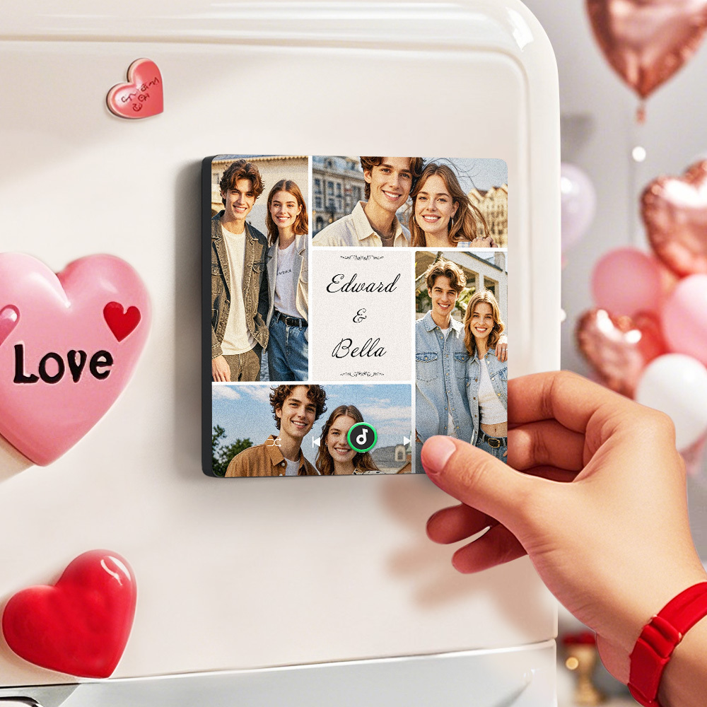 Custom Music Fridge Magnets Valentine's Day Gifts Custom Music Fridge Magnet Colorful Frame Album Fridge Magnet Can Play Songs Gift for Couple