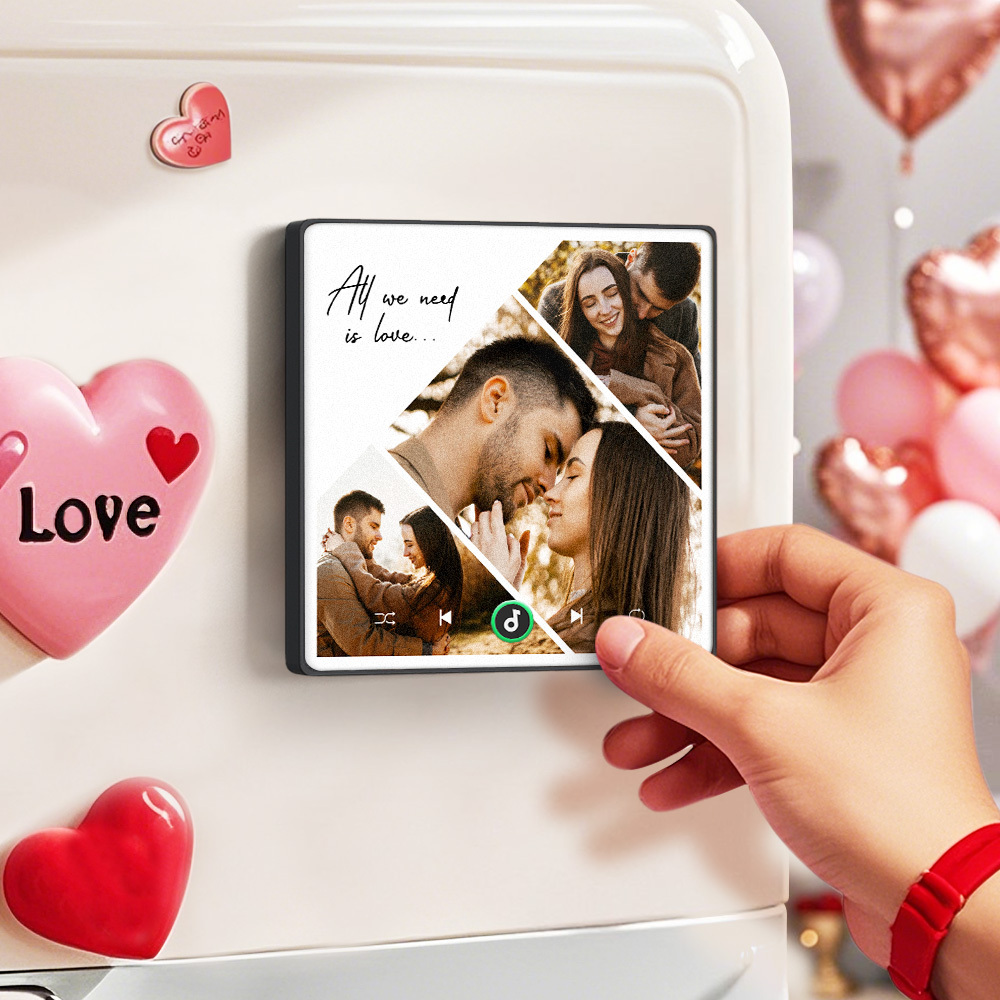 Custom Music Fridge Magnets Valentine's Day Gifts Custom Music Fridge Magnet Colorful Frame Album Fridge Magnet Can Play Songs Gift for Couple