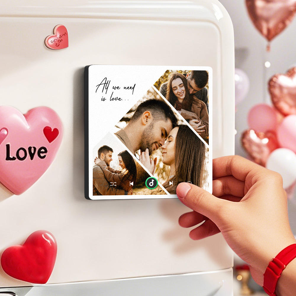 Custom Music Fridge Magnets Valentine's Day Gifts Custom Music Fridge Magnet Colorful Frame Album Fridge Magnet Can Play Songs Gift for Couple