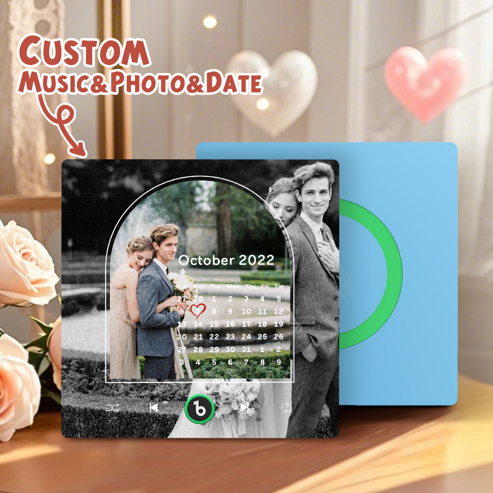 Custom Music Fridge Magnets Valentine's Day Gifts Custom Music Fridge Magnet Colorful Frame Album Fridge Magnet Can Play Songs Gift for Couple