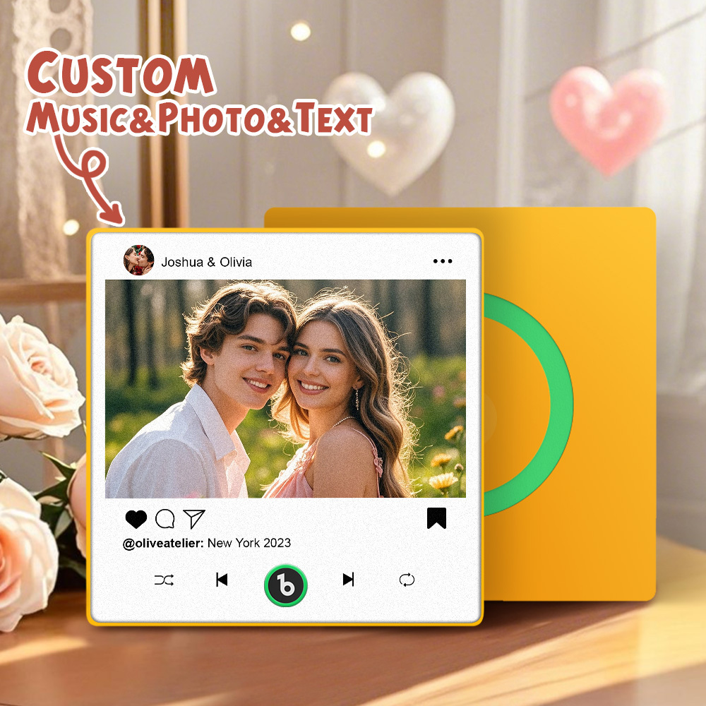 Custom Music Fridge Magnets Valentine's Day Gifts Custom Music Fridge Magnet Colorful Frame Album Fridge Magnet Can Play Songs Gift for Couple