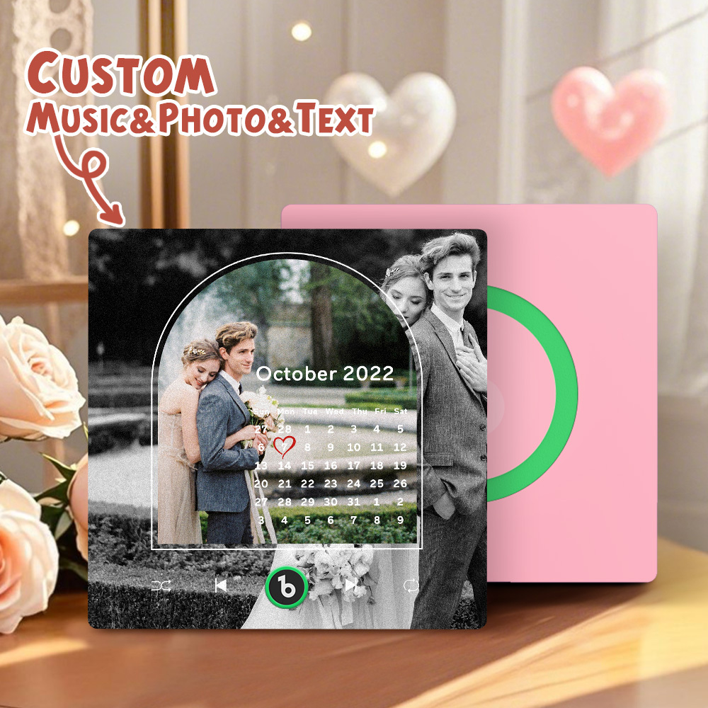 Custom Music Fridge Magnets Valentine's Day Gifts Custom Music Fridge Magnet Colorful Frame Album Fridge Magnet Can Play Songs Gift for Couple