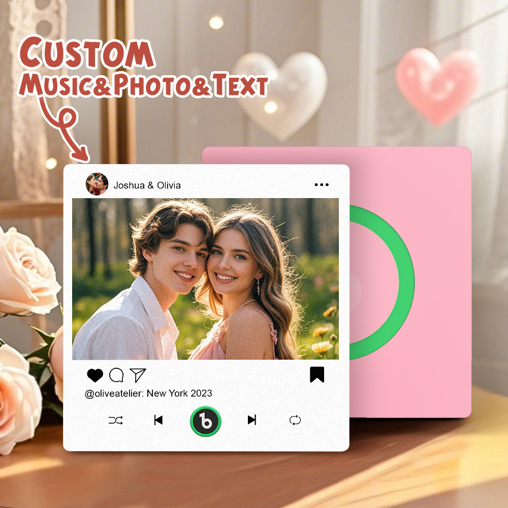 Custom Music Fridge Magnets Valentine's Day Gifts Custom Music Fridge Magnet Colorful Frame Album Fridge Magnet Can Play Songs Gift for Couple