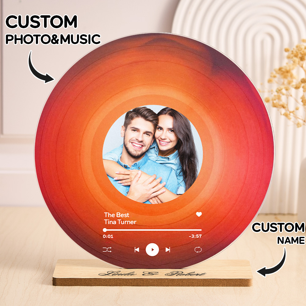 Personalized Vinyl Record with Photo - Acrylic Song Plaque - Anniversary Gift for Friends - Birthday Gift for Her Him - Christmas Gifts