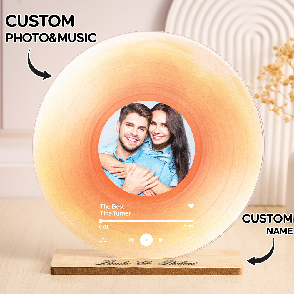 Personalized Vinyl Record with Photo - Acrylic Song Plaque - Anniversary Gift for Friends - Birthday Gift for Her Him - Christmas Gifts