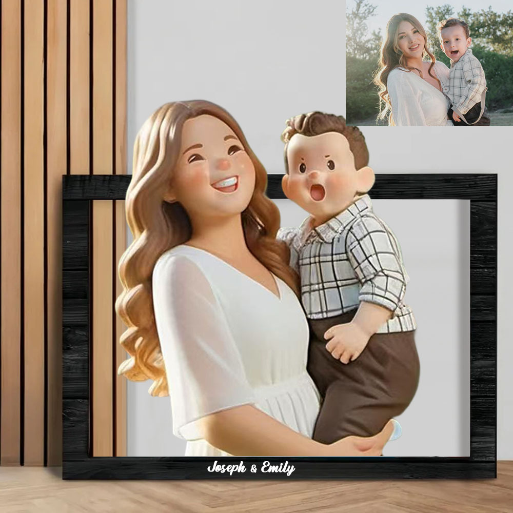 Personalized Cartoon Toy Style Photo Wood Frame - MyPhotoBoxerUk
