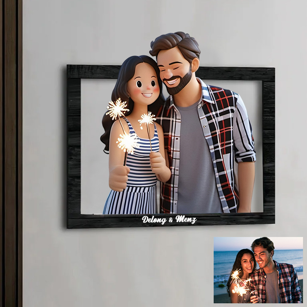 Personalized Cartoon Toy Style Photo Wood Frame - MyPhotoBoxerUk