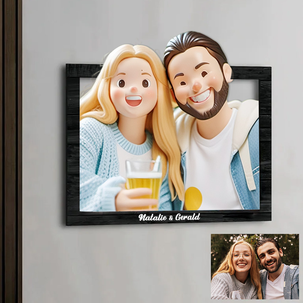 Personalized Cartoon Toy Style Photo Wood Frame - MyPhotoBoxerUk