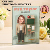 Personalized 3D Effect Teacher Action Figure Customizable Head Packaging Custom Acrylic Block Plaque Gift For Teacher