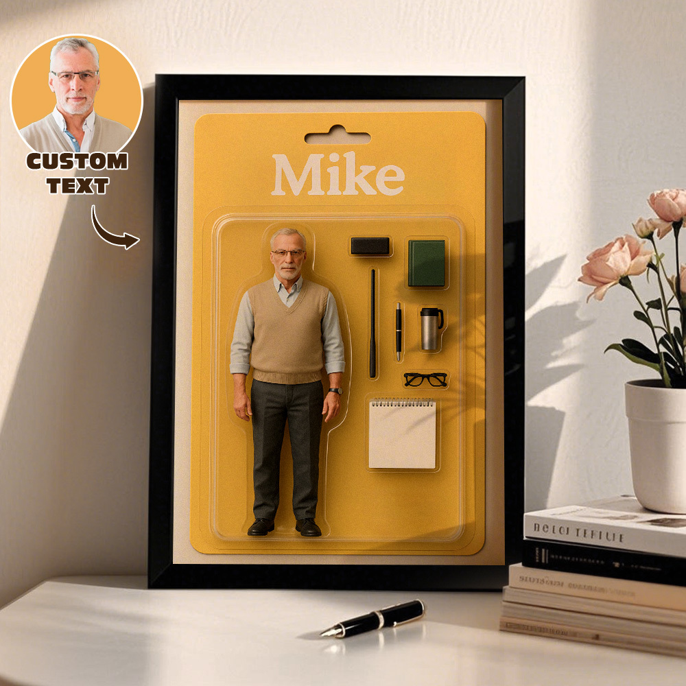 Custom Action Figure Portraits Flat Frame | Personalized Toy Box Art |