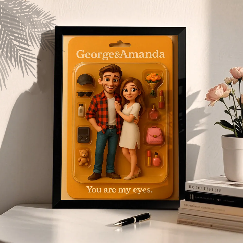 Custom Toy Box Art Frame Custom Cartoon Action Figure Portrait Personalized Photo Frame for Couple