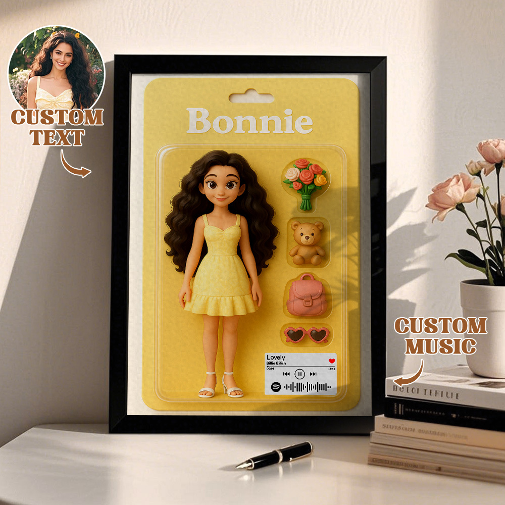 Custom Action Figure Portraits Flat Frame | Personalized Toy Box Art | Custom Photo Frame Decorations