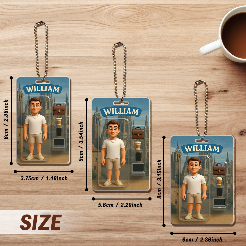 Fully Body Customizable 3D Effect Action Figure Pack Packaging Toy Box Style Art Gift Personalized Acrylic Car Hanger Gift for Him