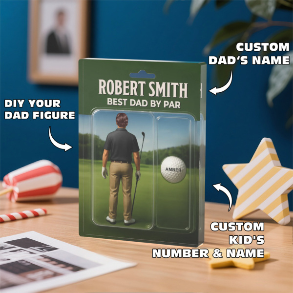 Personalized Acrylic Block Plaque “Best Dad by Par” Golf-Themed Gift with Custom Kids’ Names Perfect Father’s Day Gift for Golf-Loving Dads