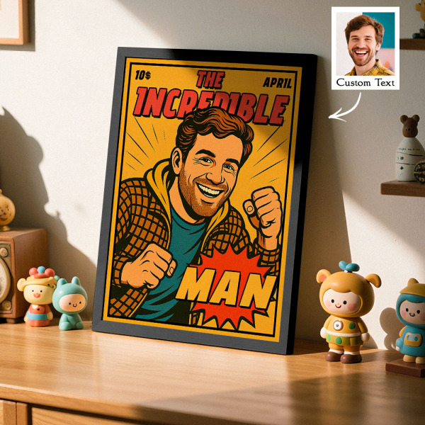 Custom Retro Comic Book Cover Portrait from Your Photo – Cool Vintage Comic Masterpiece Gift for Friends and Family