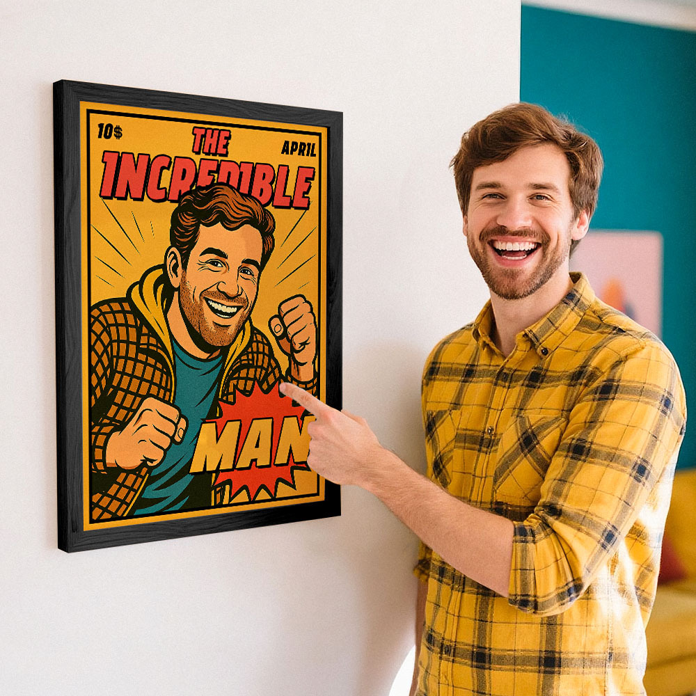 Custom Retro Comic Book Cover Portrait from Your Photo – Cool Vintage Comic Masterpiece Gift for Friends and Family