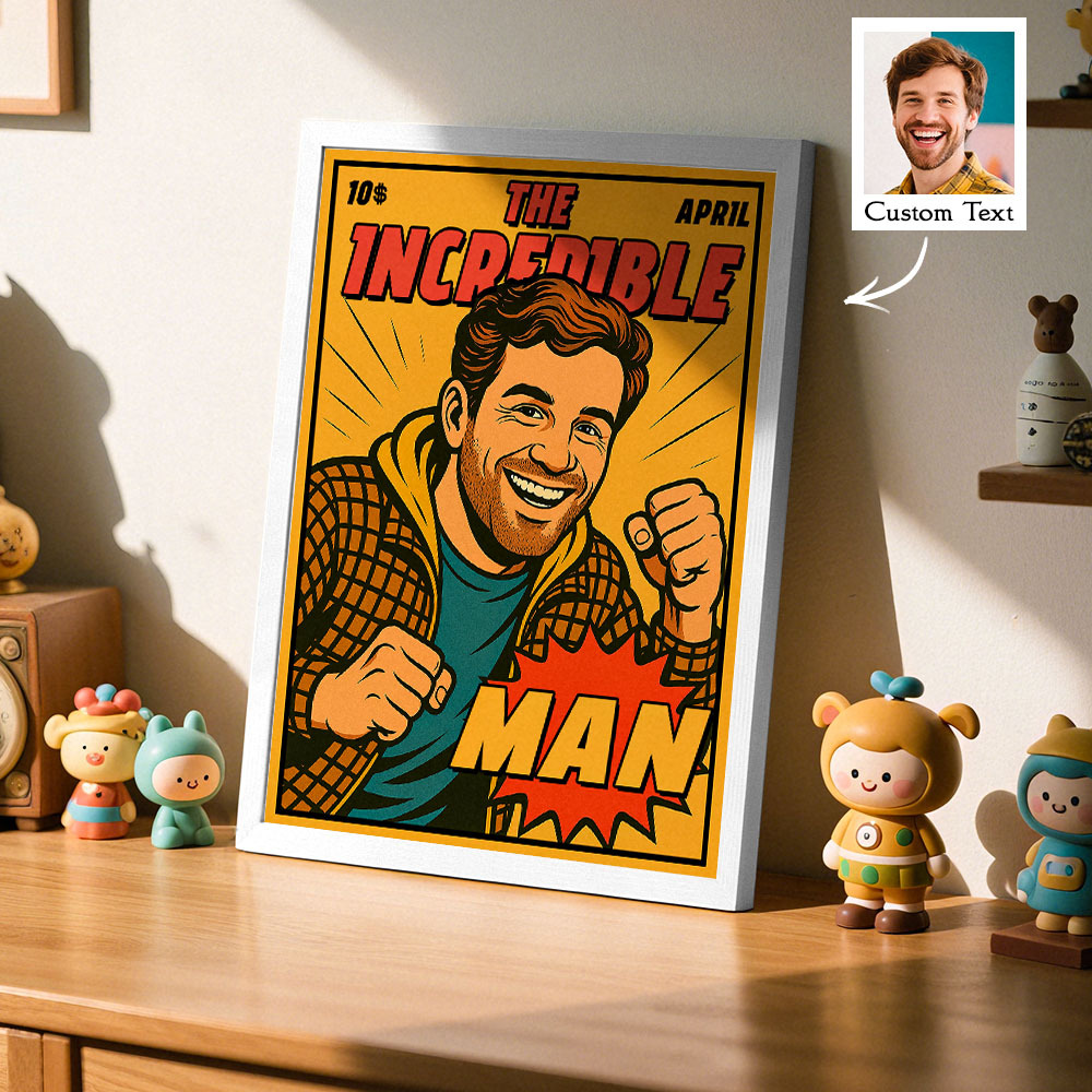Custom Retro Comic Book Cover Portrait from Your Photo – Cool Vintage Comic Masterpiece Gift for Friends and Family