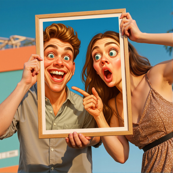 Custom Funny Caricature Portrait Frame Transform Your Photo into Hilarious Art Gift