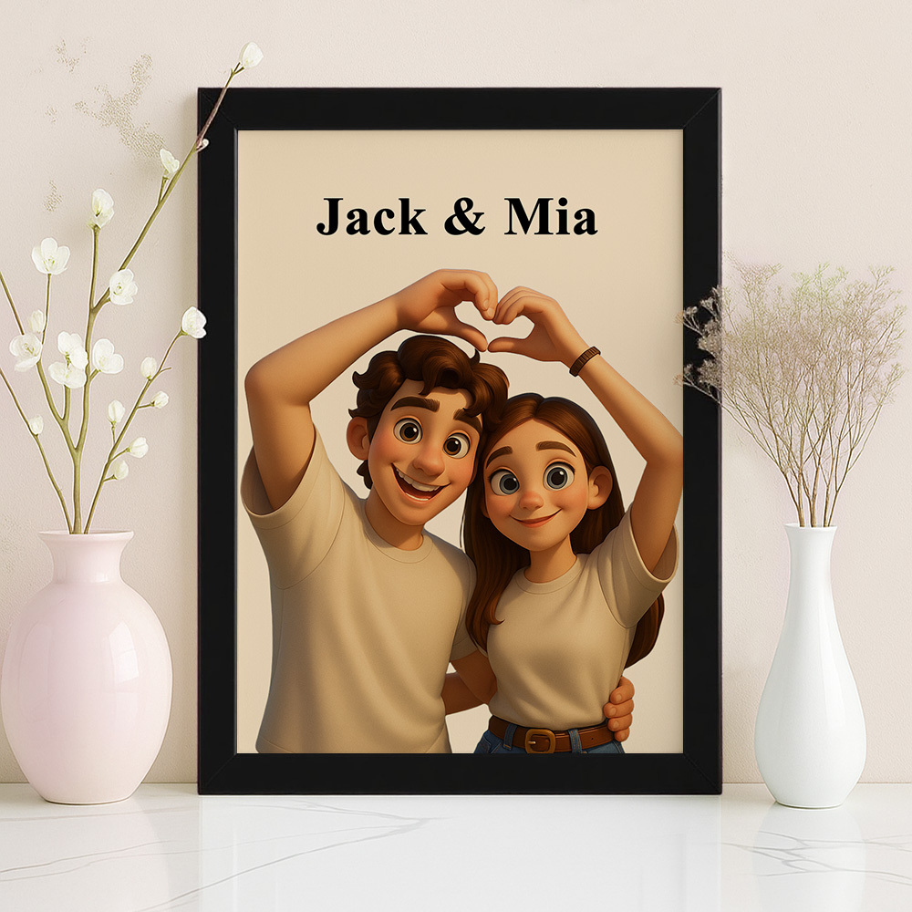 Personalized Cartoon Portrait Frame Gift For Her Anniversary Gift Pers