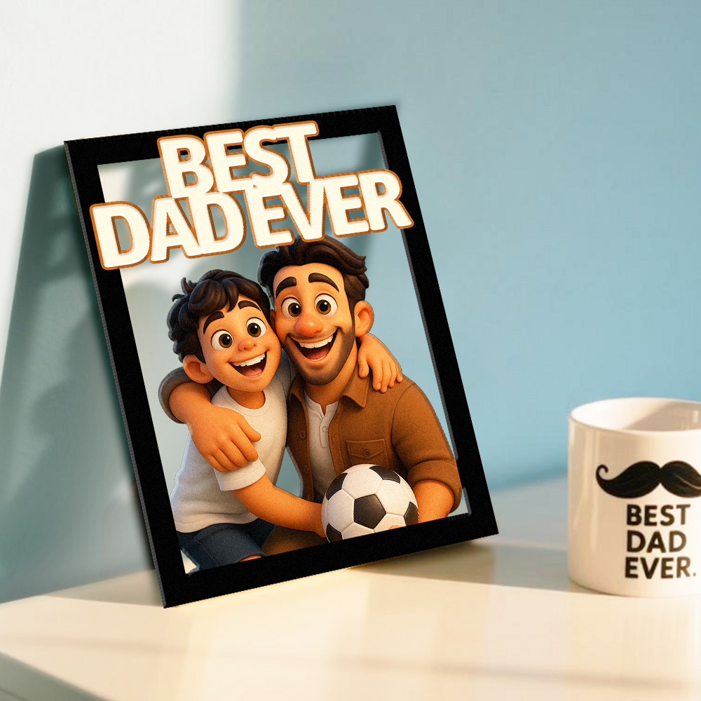 Personalized Cartoon Portrait Wall Frame Custom Wooden Cartoon Portrait Best Boyfriend GIrlfrend Unique Anniversary Birthday Holiday Gift - Photowatch