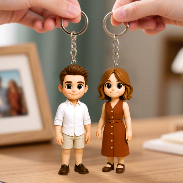 Custom 3D Keychain Figure from Your Photo Personalized Mini Doll Gift Idea