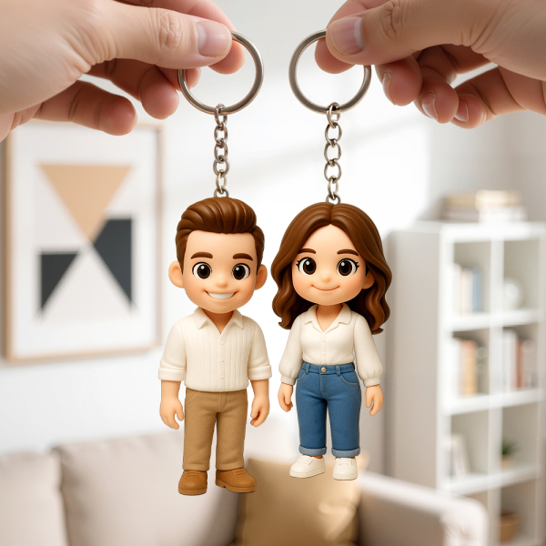 Custom 3D Keychain Figure from Your Photo Personalized Mini Doll Gift Idea