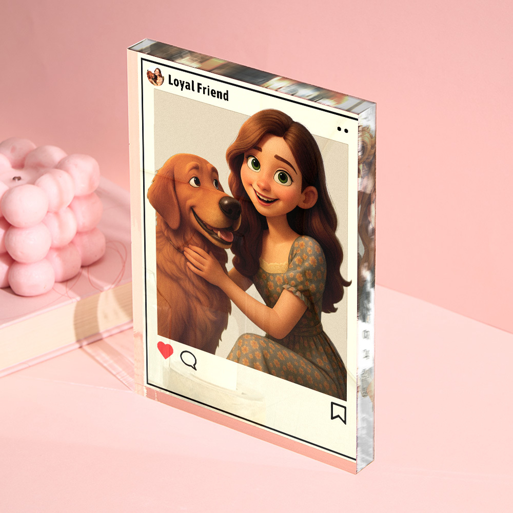 Personalized Cartoon Figure Gift Custom Acrylic Block Plaque Ornament Wedding Anniversary Birthday Festival Gift