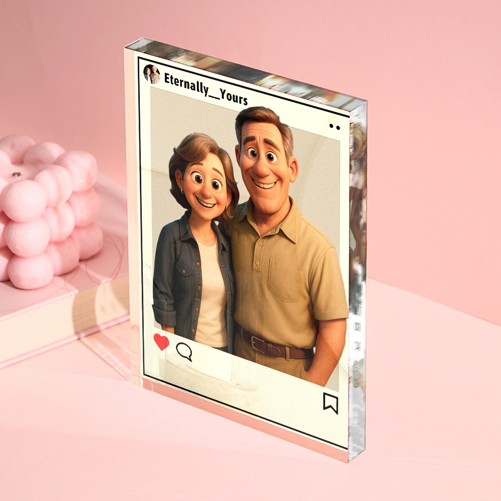 Personalized Cartoon Figure Gift Custom Acrylic Block Plaque Ornament Wedding Anniversary Birthday Festival Gift