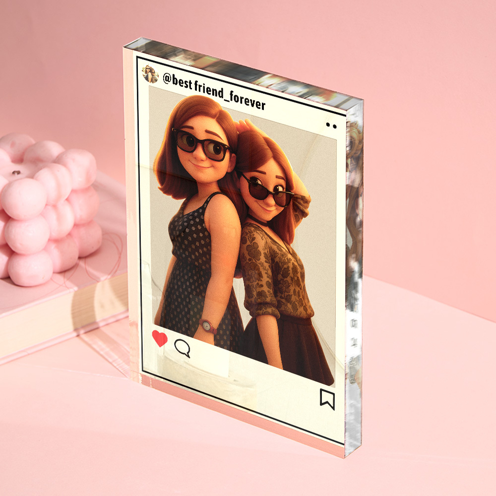 Personalized Cartoon Figure Gift Custom Acrylic Block Plaque Ornament Wedding Anniversary Birthday Festival Gift