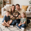 Personalized Pixar Cartoon-Style Wooden Family Name Heart-Shaped Photo Frame