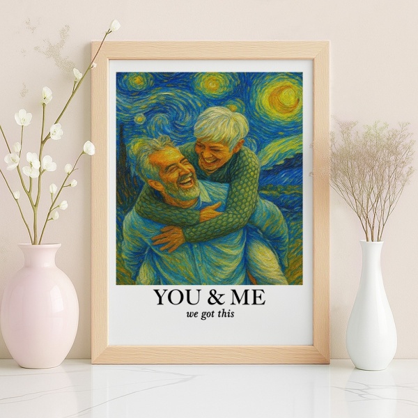 Personalized Van Gogh Wall Art Photo Frame You & Me We Got This