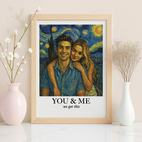 Personalized Van Gogh Wall Art Photo Frame You & Me We Got This