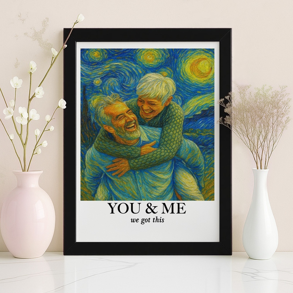 Valentines Gifts Personalized Van Gogh Wall Art Photo FraPoster/Canvas You & Me We Got