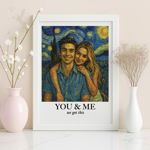 Personalized Van Gogh Wall Art Photo Frame You & Me We Got This