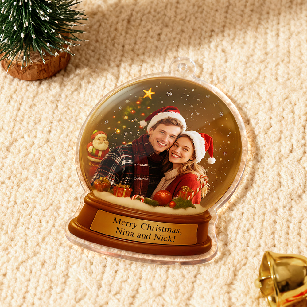 Personalized Christmas Snow Globe Ornament Best Christmas Gift for Family, Couple, Lover - Photowatch