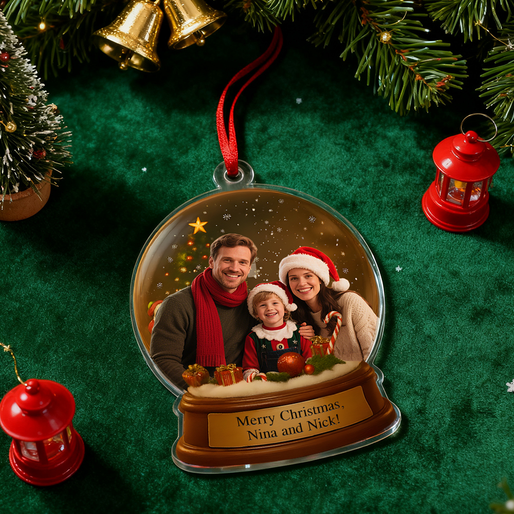 Personalized Christmas Snow Globe Ornament Best Christmas Gift for Family, Couple, Lover - Photowatch