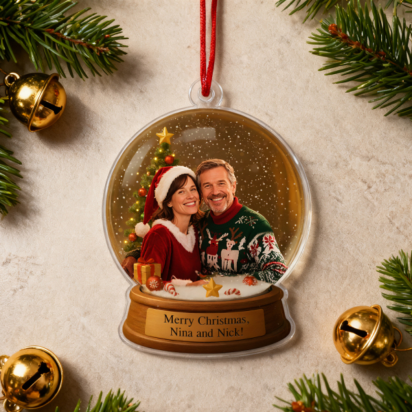 Personalized Christmas Snow Globe Ornament Best Christmas Gift for Family, Couple, Lover - Photowatch