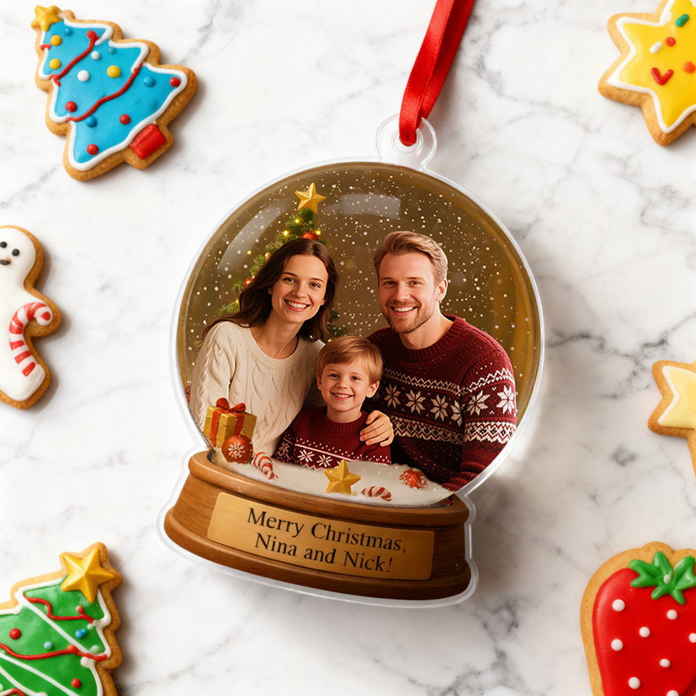 Personalized Christmas Snow Globe Ornament Best Christmas Gift for Family, Couple, Lover - Photowatch