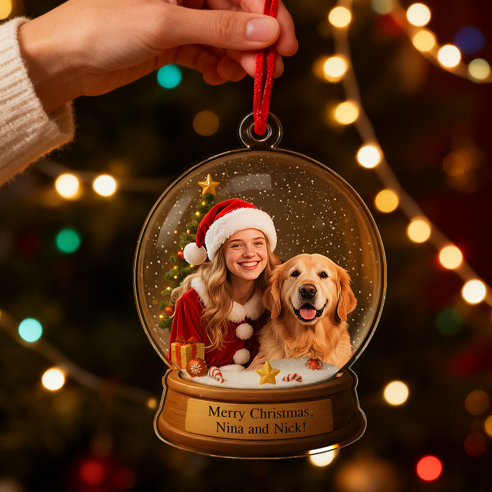 Personalized Christmas Snow Globe Ornament Best Christmas Gift for Family, Couple, Lover - Photowatch