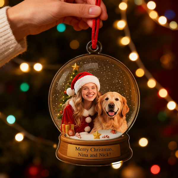 Personalized Christmas Snow Globe Ornament Best Christmas Gift for Family, Couple, Lover - Photowatch