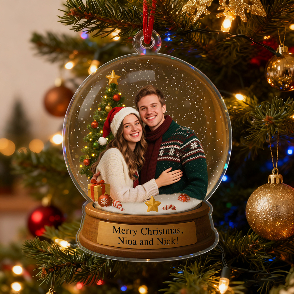 Personalized Christmas Snow Globe Ornament Best Christmas Gift for Family, Couple, Lover - Photowatch