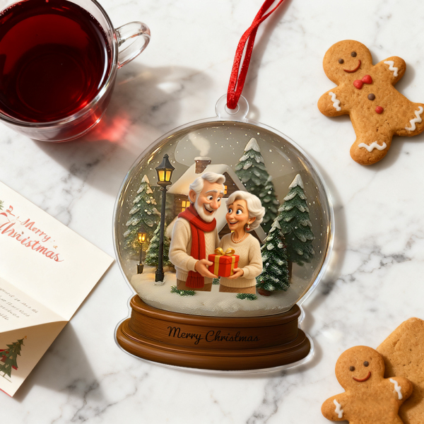 Personalized Cartoon Christmas Snow Globe Ornament Best Christmas Gift for Family, Couple, Lover - Photowatch