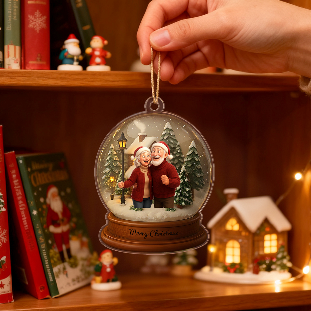 Personalized Cartoon Christmas Snow Globe Ornament Best Christmas Gift for Family, Couple, Lover - Photowatch