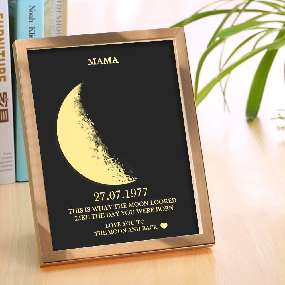 Custom Moon Phase and Names Wooden Frame with Your Text Custom Birth Date Art Frame Best Mother's Day Gift - Myphotowallet