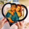Personalized Heart-Shaped Cartoon Couple Frame｜Your Photo Transformed into Custom Illustration｜Add Names & Special Dates｜Romantic Gift for Couples